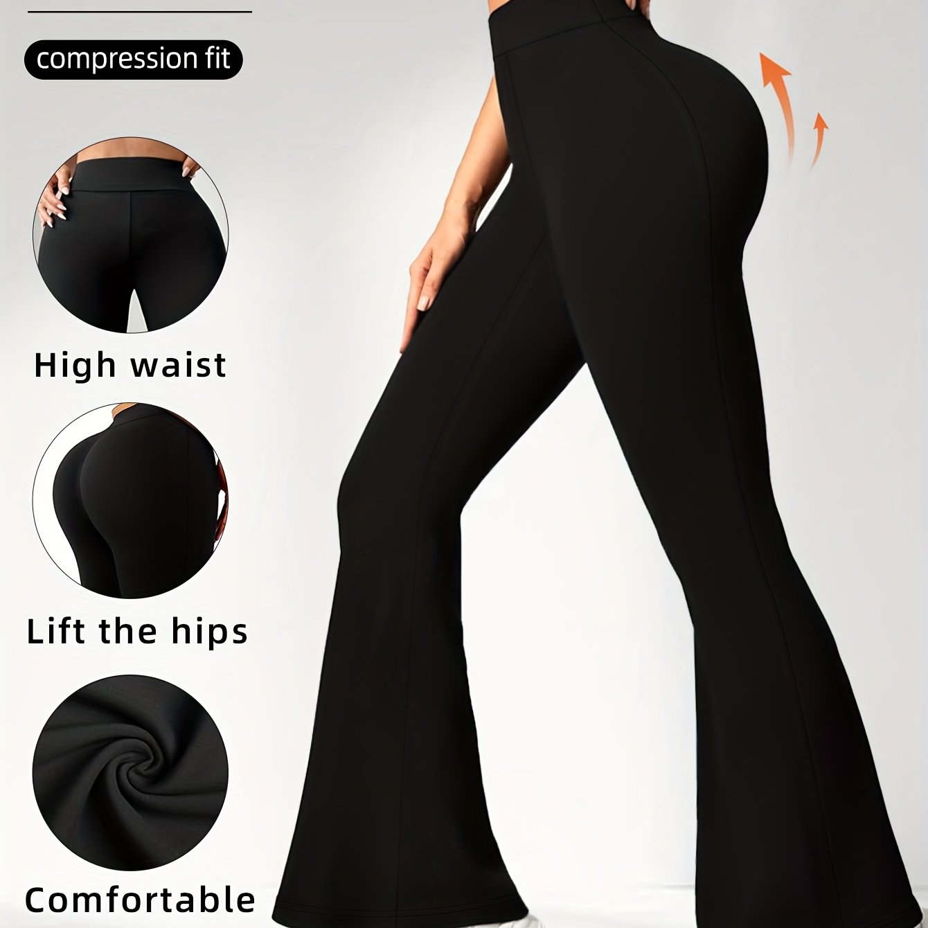 1 pair of Women's bootleg yoga pants, tummy control fitness leggings with non-transparent flared design