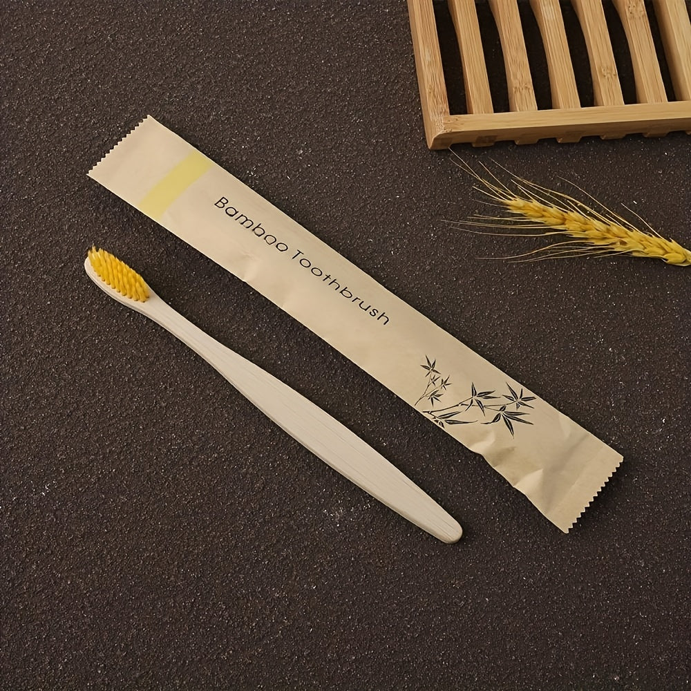 100pcs Soft Nylon Bamboo Toothbrushes - Full-Size Head, Ergonomic for Business Trips, Unisex Adults