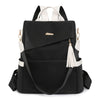[Travel Ready] Elegant Women's Anti-Theft Lightweight Backpack - Chic White with Pink Accents, Large Capacity, Adjustable Straps, Tassel Detail, PU Material, Perfect for Travel & Daily Use