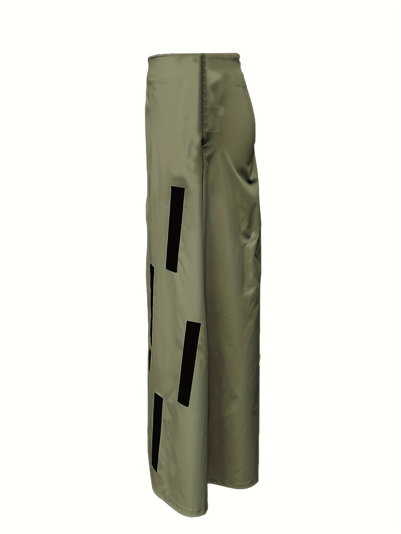 Elegant Olive Green A-Line Midi Skirt for Women - Chic Asymmetrical Hem, High Waist, Polyester, Machine Washable - Versatile Solid Color, Non-Stretch Fabric