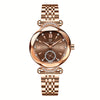 Elegant Women's Quartz Watch with Rhinestone Accents - Rose Golden Case & Stainless Steel Band, Roman Numerals, Independent Second Hand - Ideal for Business or Formal Wear - Perfect Mother's Day, Christmas, or Back-to-School