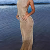 Sleeveless Backless Split Thigh Maxi Dress - Sexy Beachwear for Women, High Stretch Elegant Bodycon Style, Perfect for Summer Outings and Romantic Getaways, Vacation Dress | Stylish Evening Wear | Textured Fabric