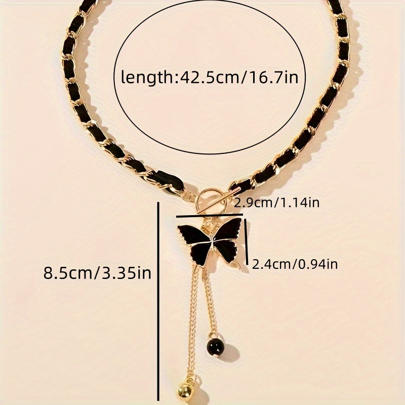 Ladies' Black Pendant Necklace, Bohemian Elegant Style, Necklace with Tassel Pendant, Collarbone Chain Jewelry