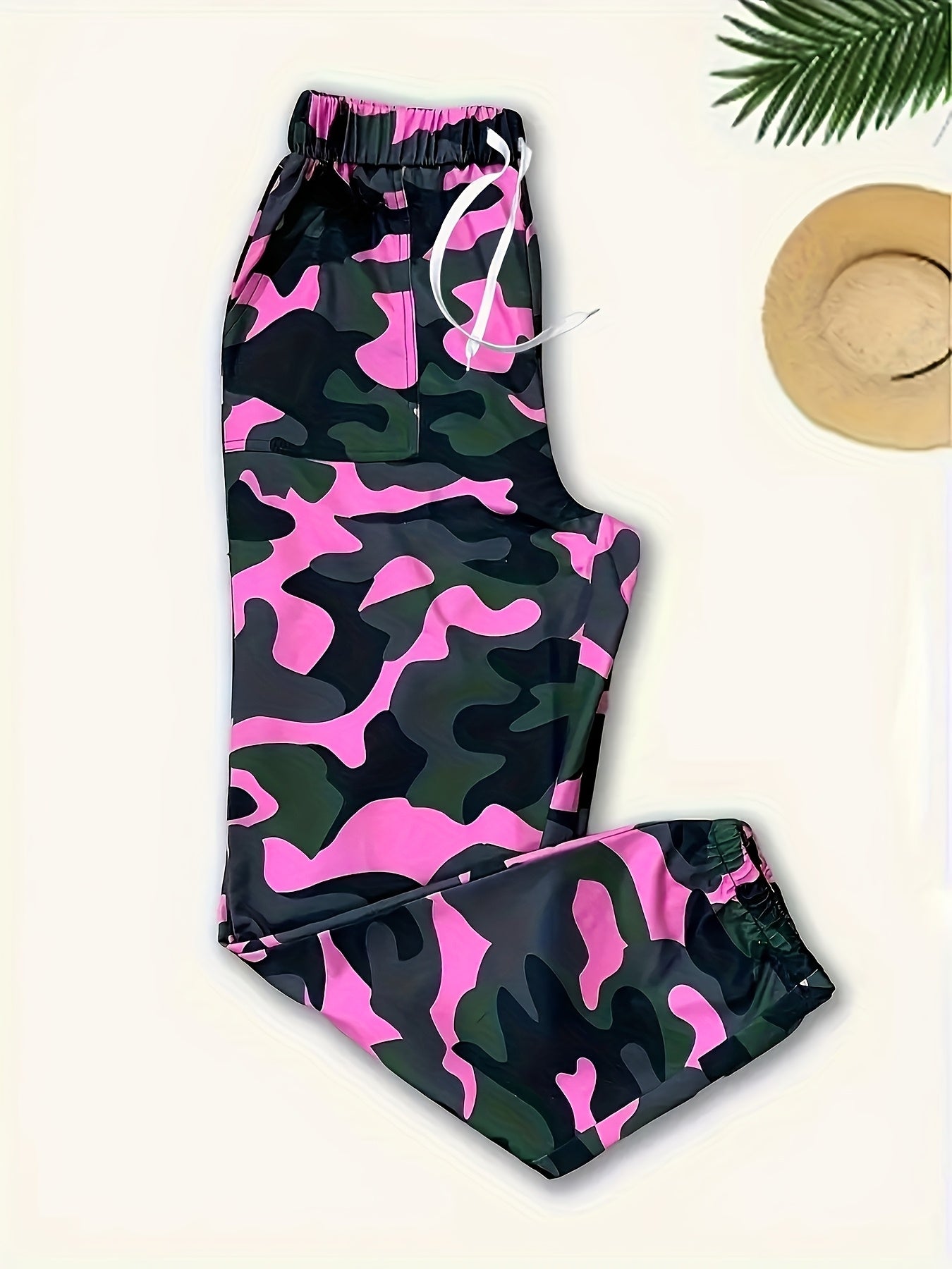 Women'S High-Waisted Camo Joggers - Stylish & Comfortable Elastic Waistband Sweatpants with Pockets, Perfect for Spring/Summer/Fall Casual Wear, Relaxed Fit Joggers | Highwaisted Pants | Drawstring Closure