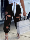 Cut Out Elastic Pants, Sexy Pants For Spring & Summer, Women's Clothing
