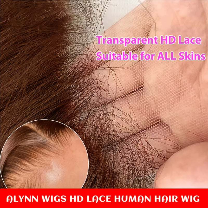 Spring 255% Straight Human Hair Full HD Lace T Part Straight Lace Frontal Wig Chocolate Brown Brazilian Hair #4 Dark Brown 13X6X1 Transparent Lace Front Wig Natural Hairline 13X6 T Part Wig with Baby Hair for Women Daily Wear