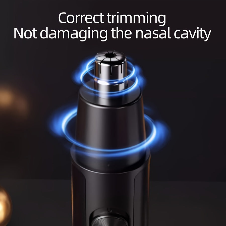 Painless Nose & Ear Hair Trimmer - Aluminum Body, Easy Eyebrow & Facial Hair Removal, Rechargeable Lithium Battery, 4V-12V Operating Voltage for Men & Women, 14+ Age Group, Electric Nose Hair Clippers with LED Light and Trave