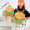 Women's Hamburger Cute Cartoon Large Capacity Backpack