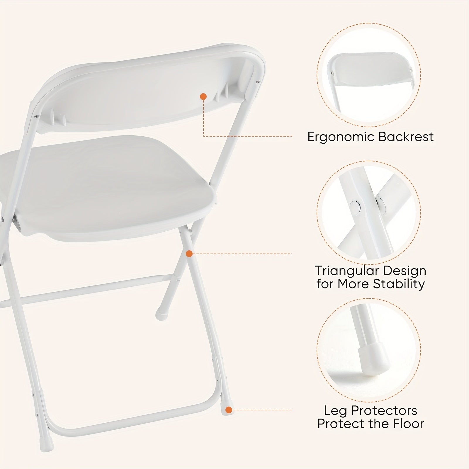 ANTONIA 20/10/8/6/4Set Stackable Plastic Folding Chair Pack with 350lb Steel Frame, Portable Outdoor Commercial Seat Perfect for Wedding, Party, Picnic, Dining, and Events Available in Classic White and Black