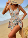 Women'S Floral Print One-Piece Swimsuit with Lace-Up Detail - Sexy Off-Shoulder Design, High Stretch Fabric, Removable Padding, Vibrant Pink & Blue Floral Patterns, Perfect for Beach or Poolside