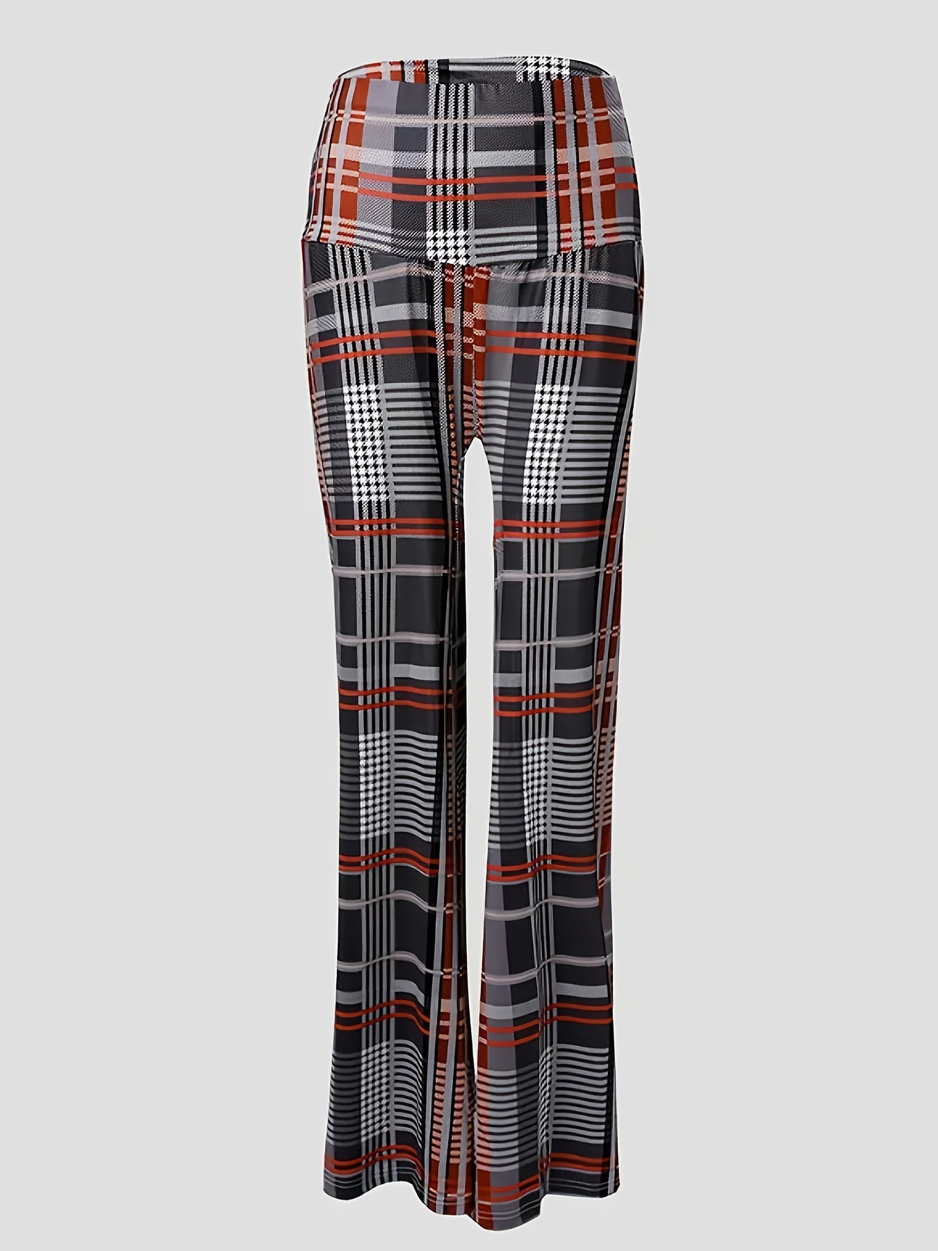 Chic Houndstooth High-Waist Wide-Leg Pants for Women - Stretchy, Casual & Machine Washable - For Women - Suitable for Everyday Wear, Work & Parties - Perfect Gift for Fashionable Women