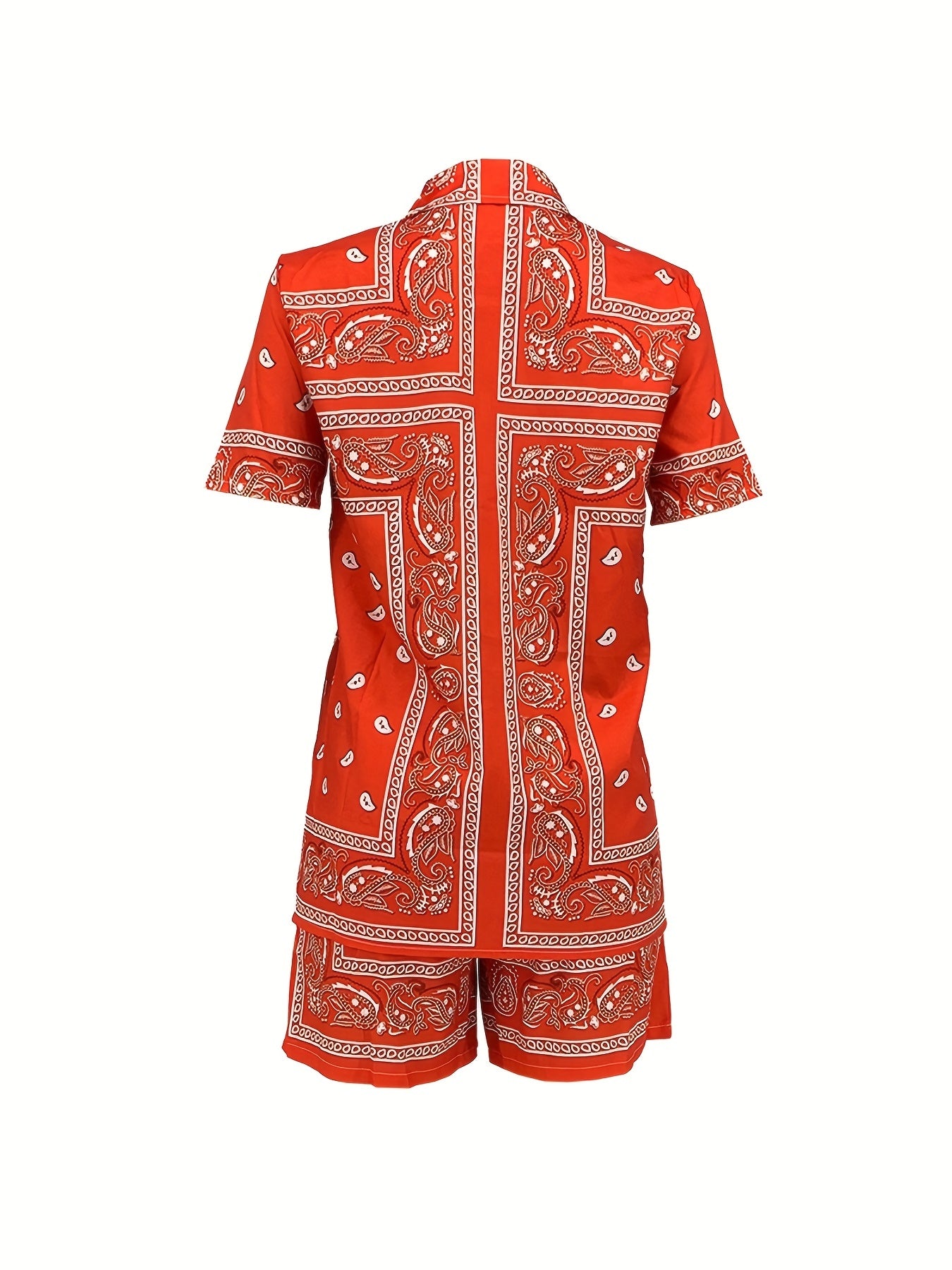 Women's Paisley Print Two-Piece Set - Casual & Comfy Spring/Summer Outfit with Pockets, Easy Care