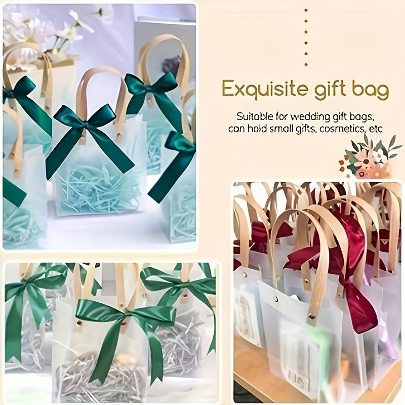 20pcs Clear Frosted Tote Bags with Floral & Bear Design - Durable Polypropylene, Perfect for Weddings, Showers, Birthdays, and Housewarmings, Event Tote Bags | Floral Bear Design | Durable Tote Bags, Tote Bag