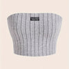 Women'S Strapless California Top - Casual Ribbed Knit, Sleeveless Crop Blouse with Button Detail, Light Gray, Perfect for Summer & Spring, Summer Fashion | Casual Chic | Woven Textur