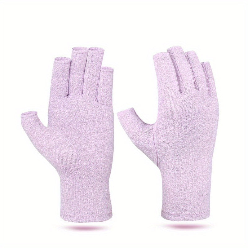 1Pair Fingerless Compression Gloves For Women & Men, Hand Joint Wraps, Sports Hand Support Thumb Gloves For Typing, Daily Work, Hand Care - Open Finger Fit