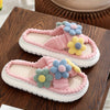 Vibrant Floral Print Slip-On Slippers - Soft Fabric Upper, Crisscross Band, Open Toe, EVA Sole, Comfy Linen Platform, Cozy Home Shoes for Relaxation