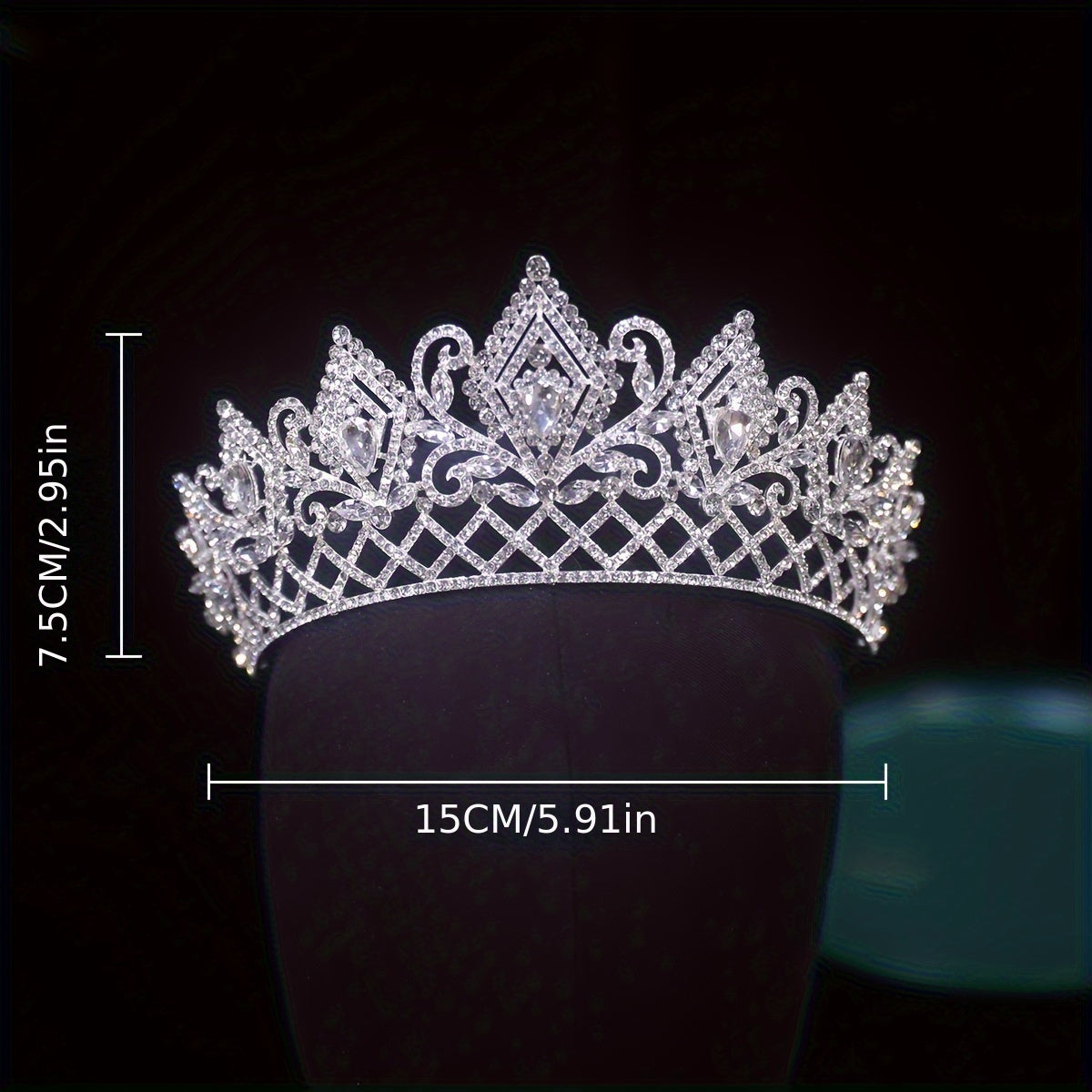 New High-end Silvery Wedding Crown for Brides, European and American Style Shining Crown