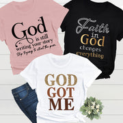 [3 Packs Crew Neck T-Shirt] 3 Packs Letter Print Crew Neck T-Shirt, Casual Short Sleeve T-Shirt For Spring & Summer, Women's Clothing