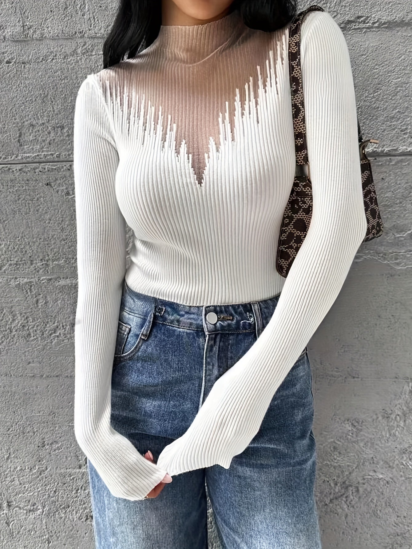 Elegant Textured Knit Pullover for Women'S Fashion.