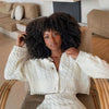 16" Soft & Fluffy Afro Kinky Curly Wig with Bangs - Natural Black Human Hair for Women, Perfect for Daily Wear, Parties, and Cosplay