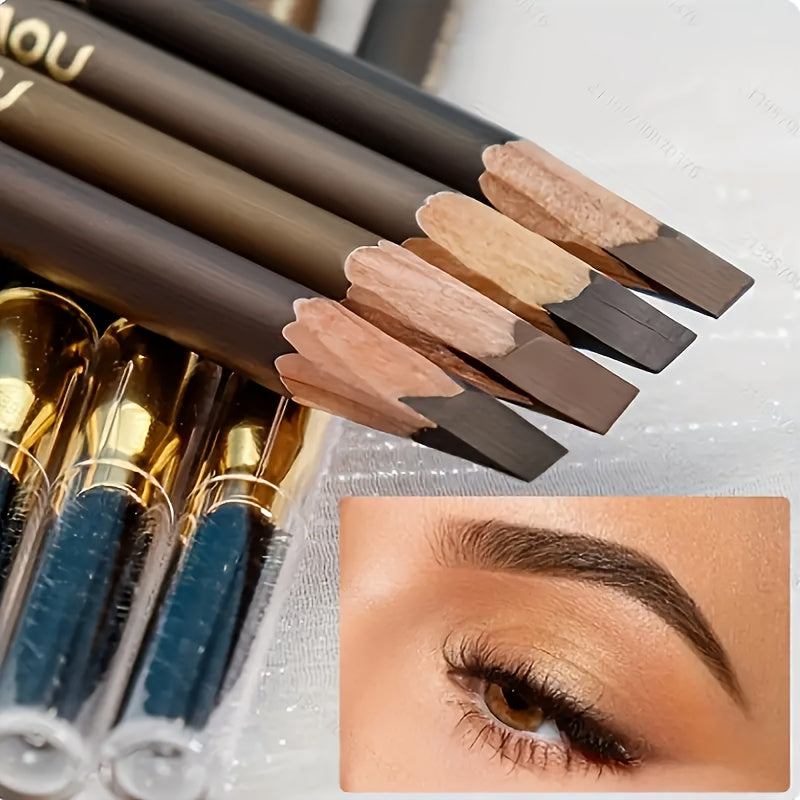 4pcsUltimate Waterproof Eyebrow Pencil - Smudge-Proof, Long-Lasting Formula with Sulfate-Free Double-Head Design, Including a Built-in Brush for Flawless, Natural Look - Perfect for All Light Beige Types - Easter Gifts