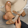 Women Plus Size Chunky Heel Open Toe One-word Two-way Wear High Heel Slippers Women