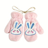 Women's Winter Mittens | Cute Rabbit Design Fleece Gloves | Pink Cotton Blend with Bunny Ears and Face | Plush Warmth for Cold Weather | Non-Stretch, Hand Washable | Cozy Outdoor Accessory