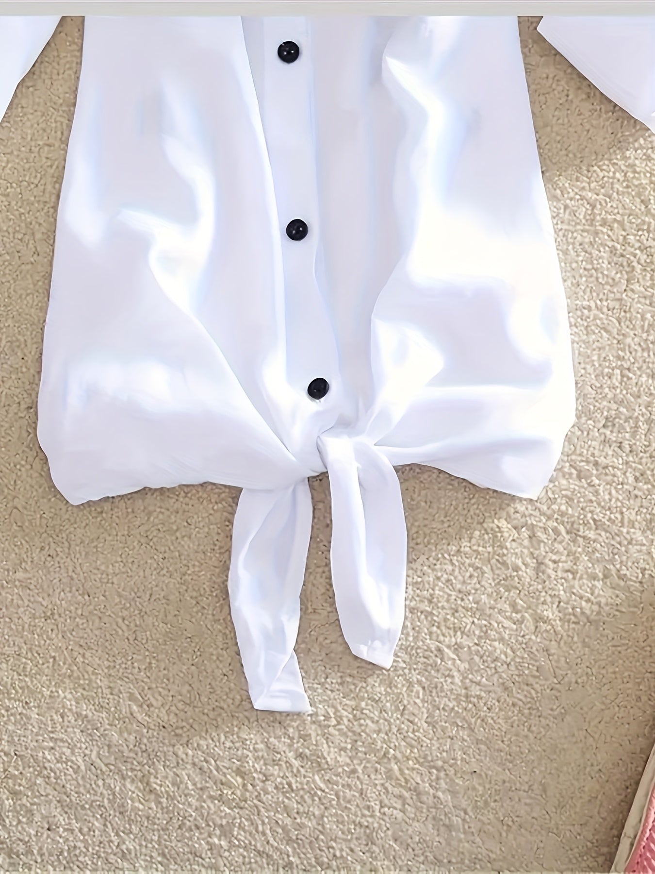 Women'S Casual Long Sleeve White Shirt with "JANISMANNER" Print - Stylish Short Sleeve Blouse with Tie Front, and Lapel Collar for Summer, Top | Stylish Casualwear | Feminine Design