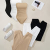 6pcs Chic Tube Bodysuit Set for Women - Casual, Stretchy Polyester, Machine Washable - Solid Color, All Seasons