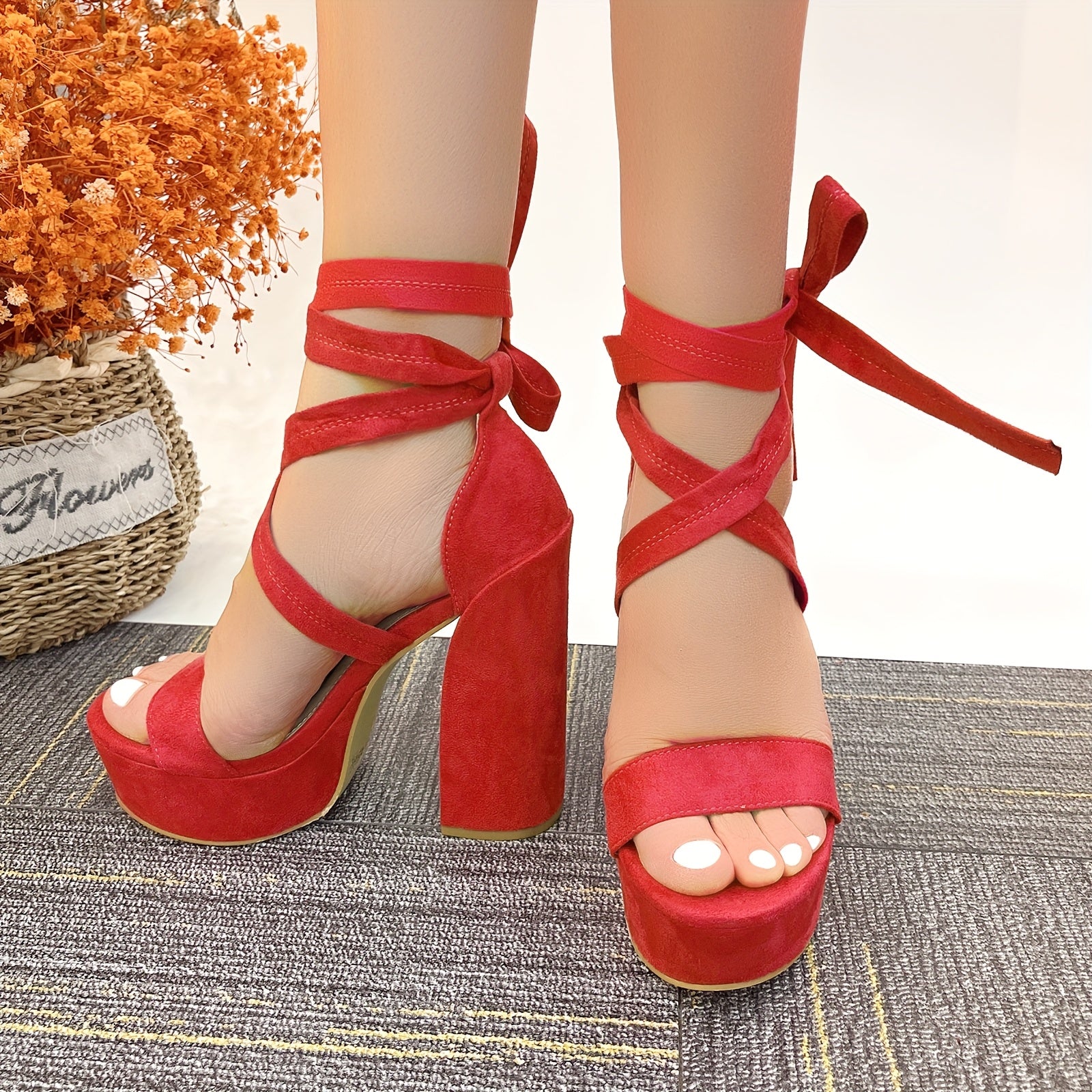 High Heels Chunky Block Platform Heels For Women Strappy Gladiator Sexy Open Toe Heels Dressy Pumps Sandals