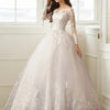 Elegant Off-Shoulder A-Line Wedding Dress with Lace Embroidery, Long Sleeve Floor-Length Bridal Gown for Women, Perfect for Weddings and Formal Events, Party Attire | Offshoulder Design | Glossy Texture