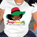 Figure & Letter Print Crew Neck T-Shirt, Casual Short Sleeve T-Shirt For Spring & Summer, Women's Clothing