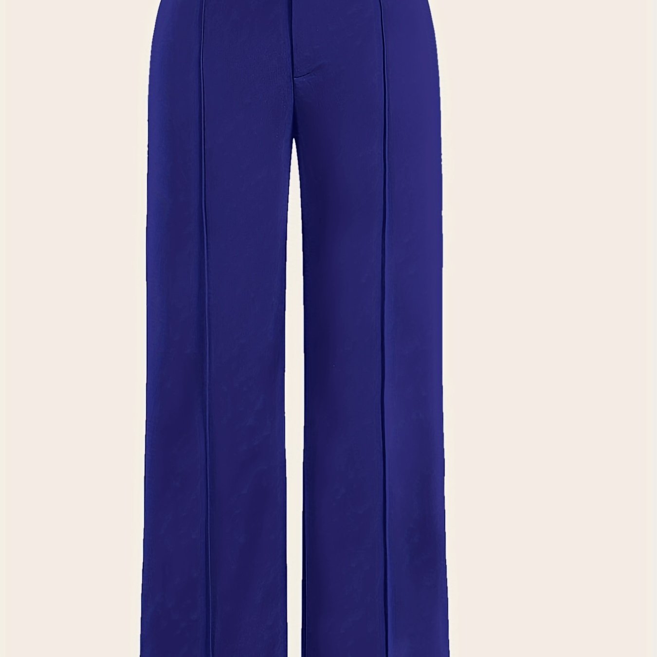 Asymmetrical High Waist Pants, Elegant Solid Color Straight Leg Pants For Spring & Fall, Women's Clothing