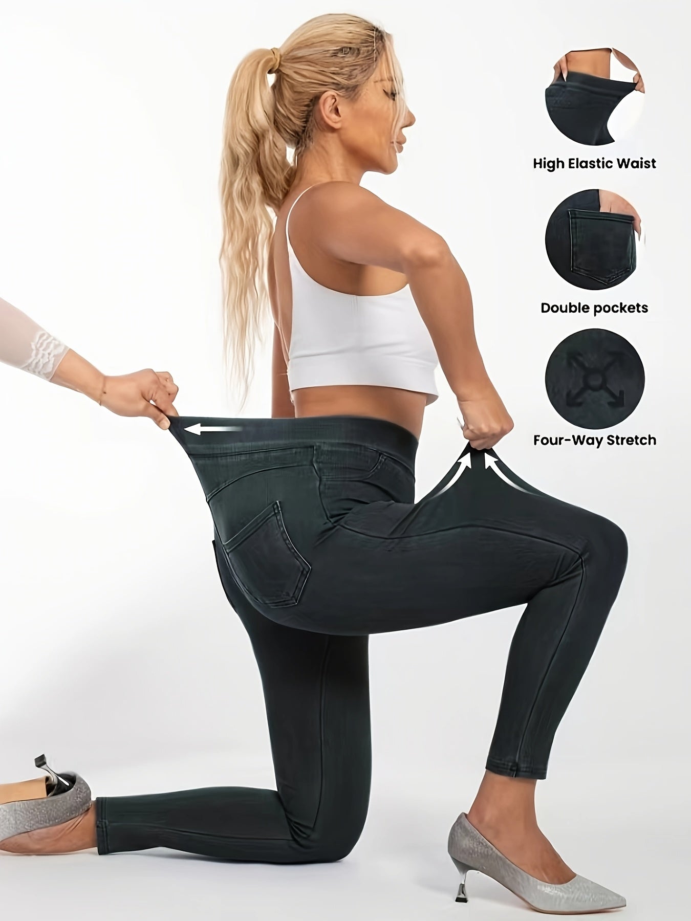 New Stylish Versatile Mid-Thin Jeans, Stretchy Slim-Fit Casual Women'S Denim Pants with Pockets.