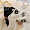 6 Pairs Women's Coral Fleece Socks, Soft Fluffy Floral Pattern, 100% Polyester Knit Fabric, Hand Washable, Autumn and Winter Casual Slippers, Cute Socks