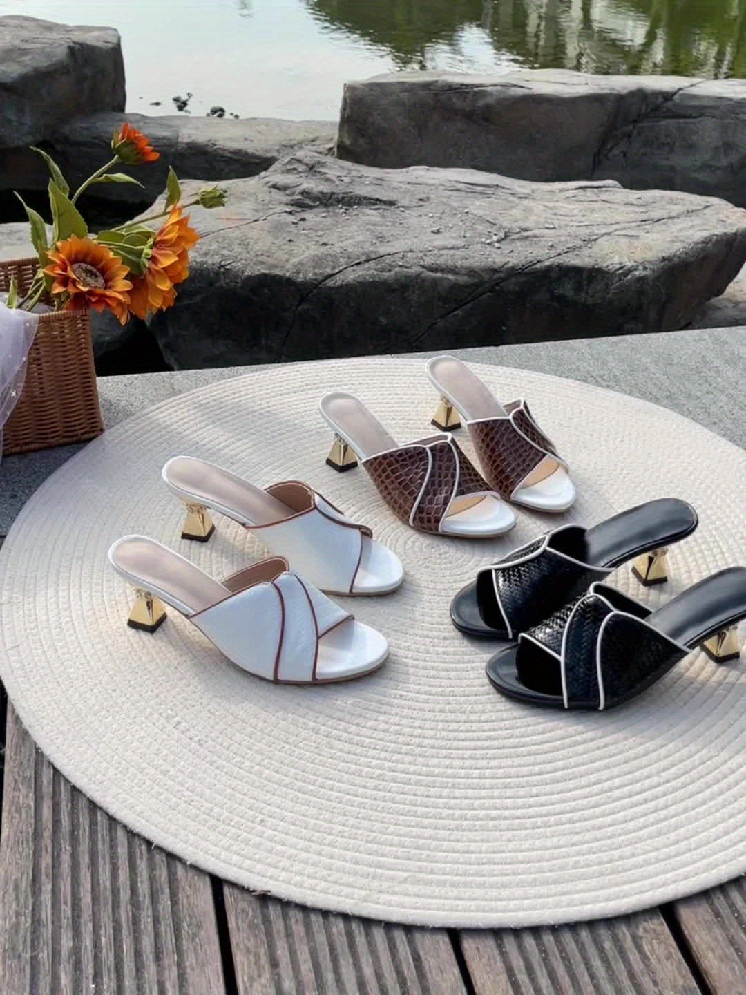 Women'S Elegant Black Strappy High Heel Sandals with Golden Chain Ankle Cuff - 2.76inch Stiletto, Comfortable TPR Sole, Synthetic Upper, Open Toe Design for All-Season Use, Versatile Footwear|Stylish High Heel|Synthetic Sanda