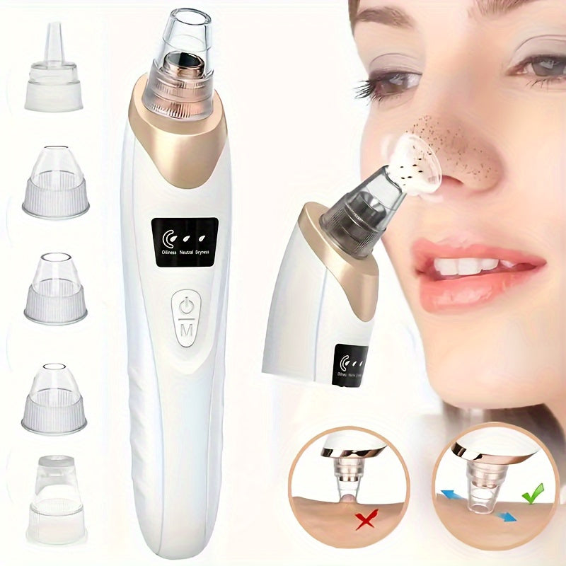 Rechargeable Blackhead & Acne Remover - Fragrance-Free Facial Skin Care Tool with Deep Pore Cleaning, 400mAh Lithium Battery for Wrinkle Reduction & Aging Resistance
