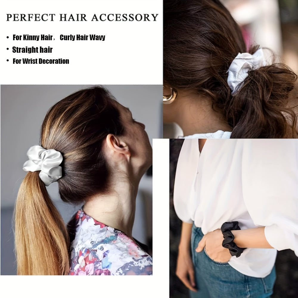 40pcs Multicolor Hair Scrunchies, Satin Silky Hair Ties Ropes Ponytail Holders, Classic Elastic Hair Bands Hair Accessories (40 Colors)