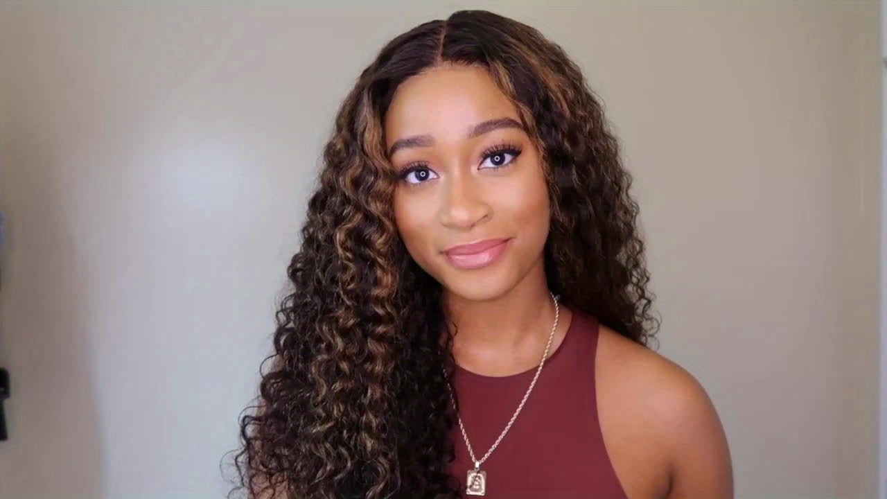 Highlight Lace Front Wig Human Hair 1B/30 Black And Brown Deep Wave Wigs Glueless Wigs Human Hair Pre Cut 13x4 HD Lace Frontal Wig Human Hair Pre Plucked with Baby Hair 200% Density human hair bundles Mother's Day Promotion