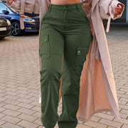 GILIPUR Pink Cargo Pants for Women - Retro Street Style, Multi-Pocket Utility Workwear, Machine Washable, Viscose and Elastane Blend