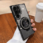 Gradient Glitter Rhinestone Magnetic Case for Samsung S21, S22, S23, S24 Ultra, Providing Lens Protection And Shock Resistance.
