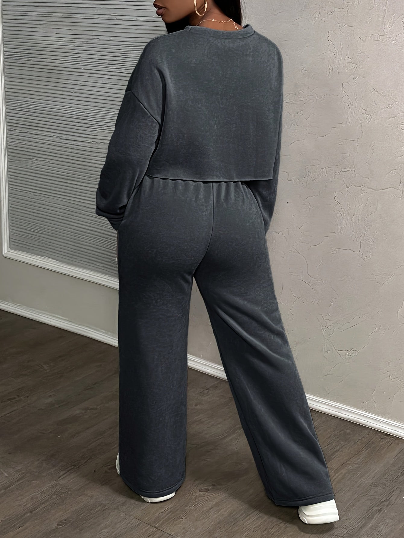 Women's Solid Color Casual Street Style Loose Pocket Drawstring Sports Suit