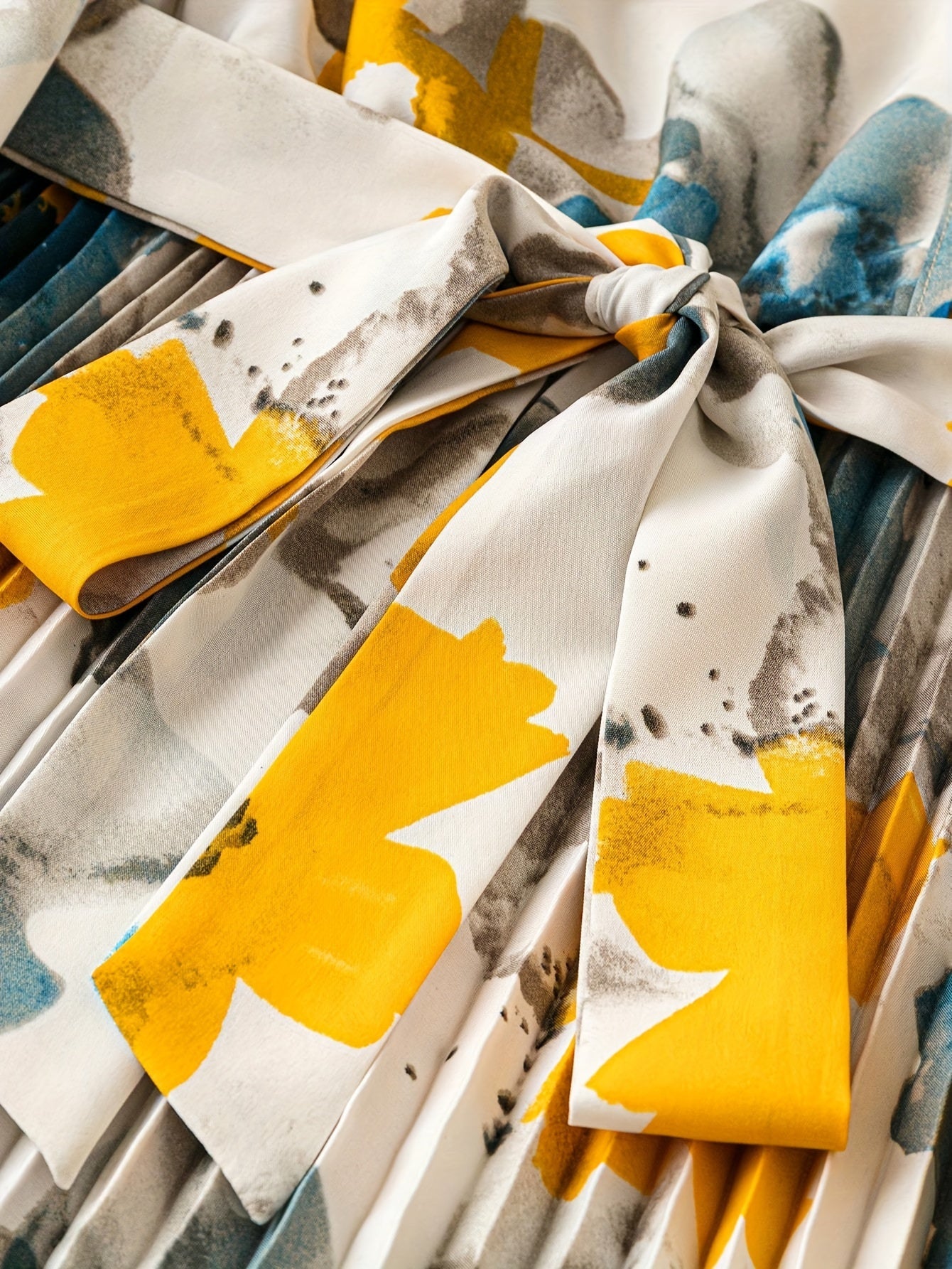 [Floral Print] Floral Midi Dress | 1pc | Polyester 100% | Regular Fit with Belt Detail, V-Neck, Lantern Sleeves, A-Line Flared Hem | Women's | All-Season