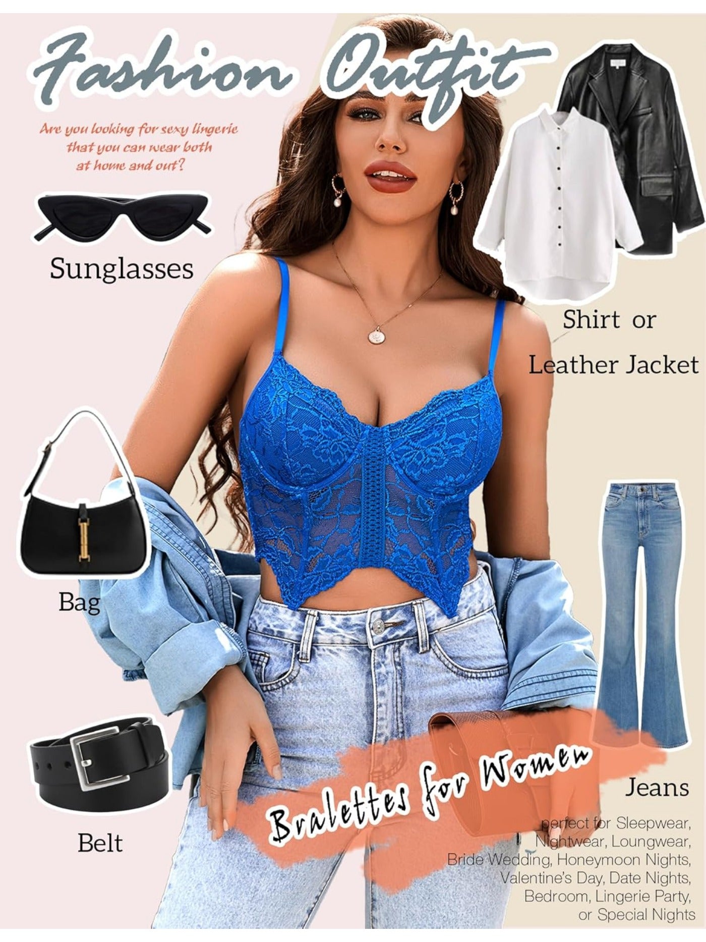 Lace Bralettes for Women Y2k Camisole Lingerie Adjustable Strap Crop Top