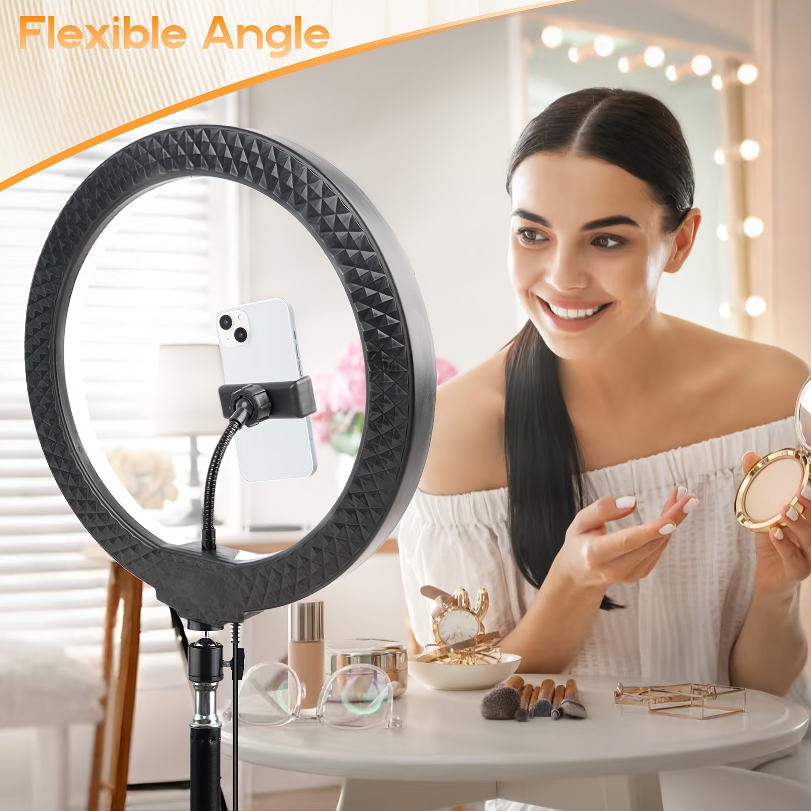 UEGOGO 12" Ring Light with Stand and Phone Holder - 43" Tripod for iPhone with Light, Professional LED Ringlight for Video Recording/ Make up/ Streaming, LED Circle Light Ring for All Cell Phone