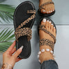 Women's Leopard Print Flat Slides - Fashion Toe Loop Open Toe Slide Sandals - Summer Beach Slide Shoes - For Women - Perfect for Summer Vacations & Beach Days - Ideal Gift for Fashionable Women