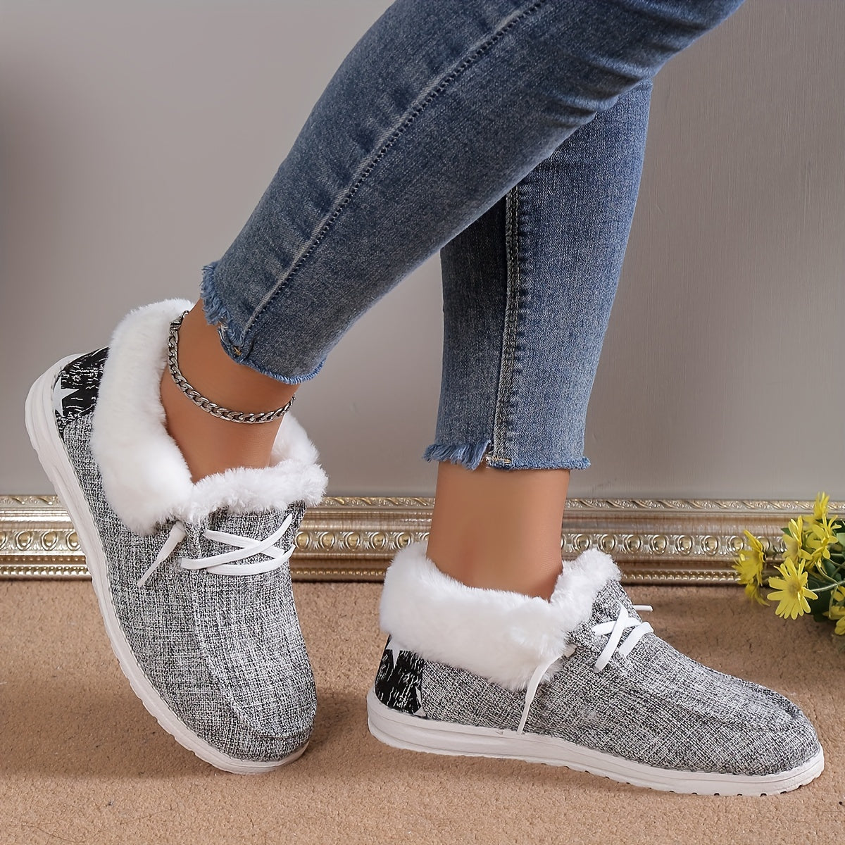 [Cozy Winter Boots] Warm & Cozy Women's Plush Lined Shoes - Thermal Winter Ankle Boots, Slip on Snow Boots
