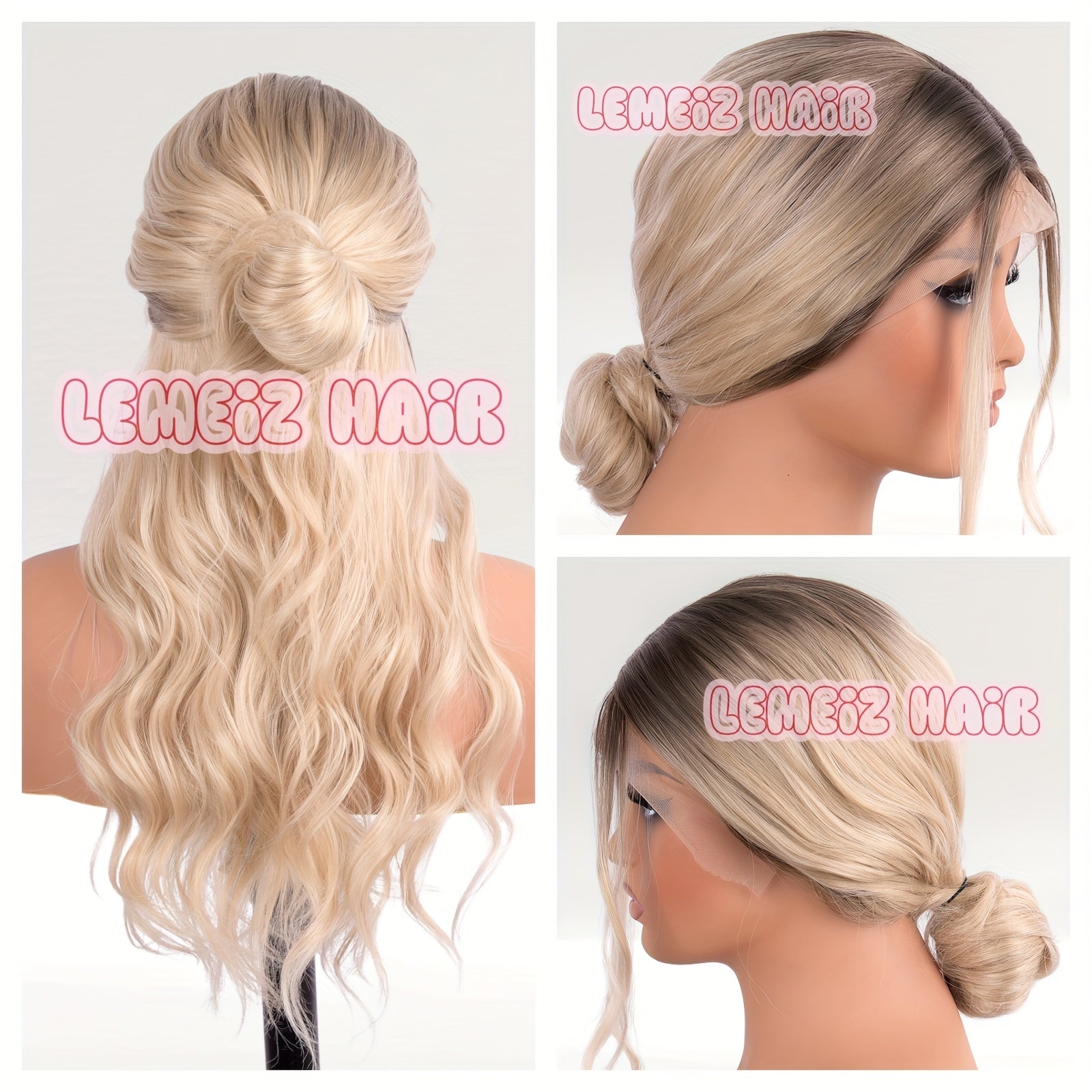 22" Long Light Blonde to Brown Ombre Body Wave Synthetic Lace Front Wig - Effortless Beachy Waves, Secure Fit, 130% Density, 13x4 Lace Area, Low Maintenance for Casual Attire, Versatile Wig Styling | Natural Look Wig | Synthe