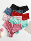 6pcs Polka Dot Pattern Trendy Panties, Comfortable Contrasting Lace Panties, Women's Panties