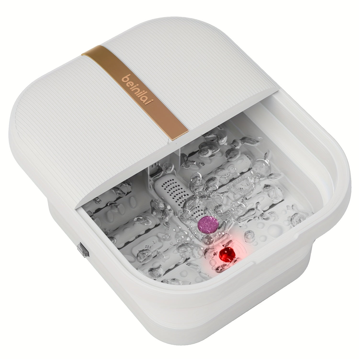 Foldable Foot Massager With Heat, Temperature Control And Bubbles, Foot Spa With Touch Screen, 6 Rollers And Pumice Stones, Foot Soak